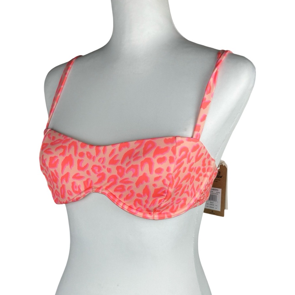 NWT Billabong Lei Low Olivia Pink Leopard Underwire Bikini Top Animal Print